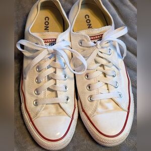 Converse White Sneakers with Red Accents